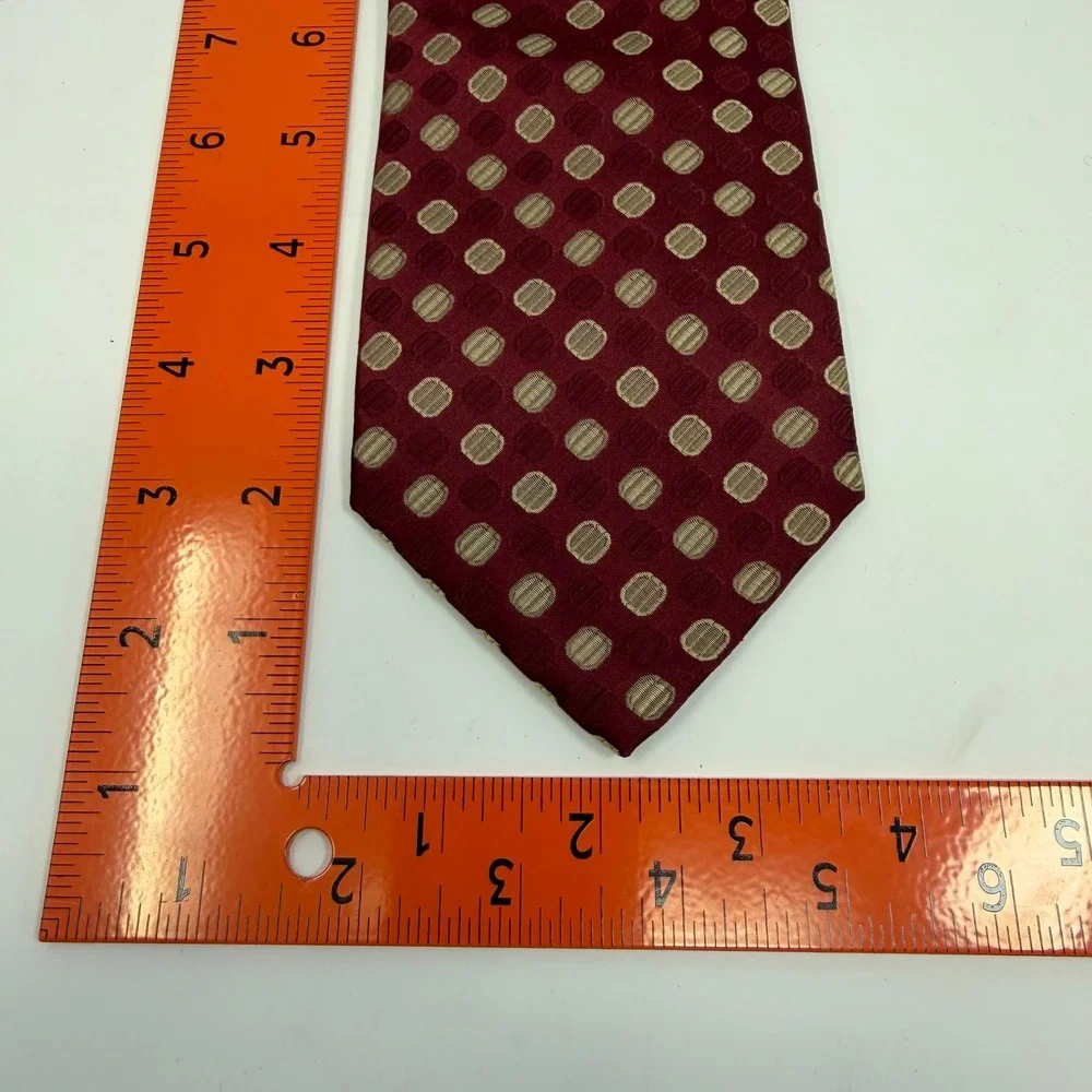Jones New York Silk Polka Dot Necktie Burgundy‎ Gold Men Formal Business